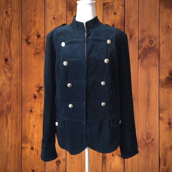 Marina Rinaldi Sport Black Long Sleeve Military Style Button Blazer Large - Picture 2 of 7